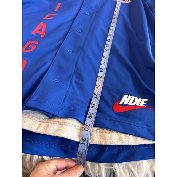 Nike Dri-Fit Mens Royal Chicago Cubs Jersey Button-Up Hoodie Blue Gray SZ Medium - Picture 11 of 15